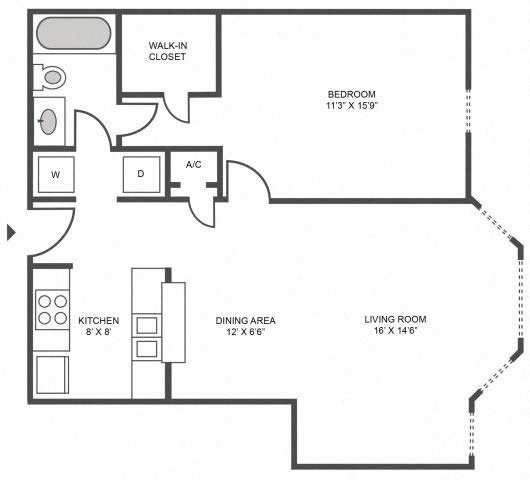 Floor plan layout diagram for 1D Renovation 2
